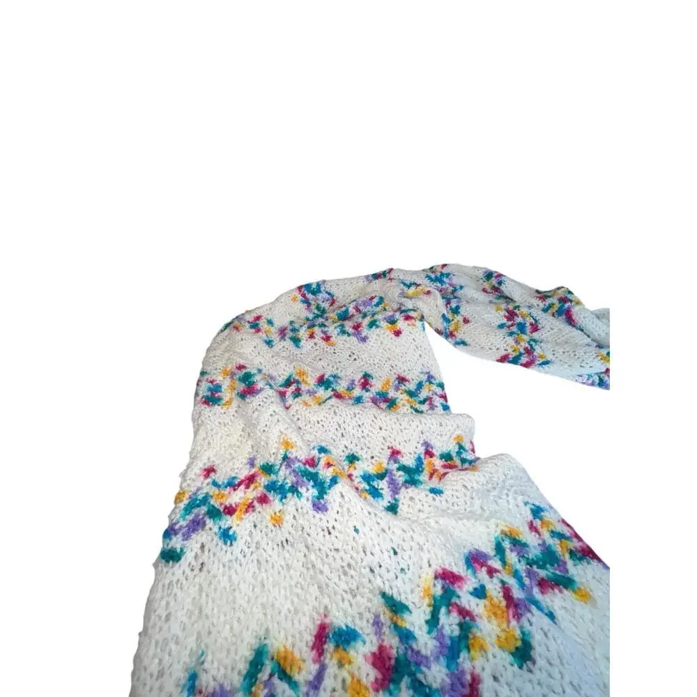 Vintage Handmade Crochet Zig Zag Ripple Afghan‎ Blanket 70x40